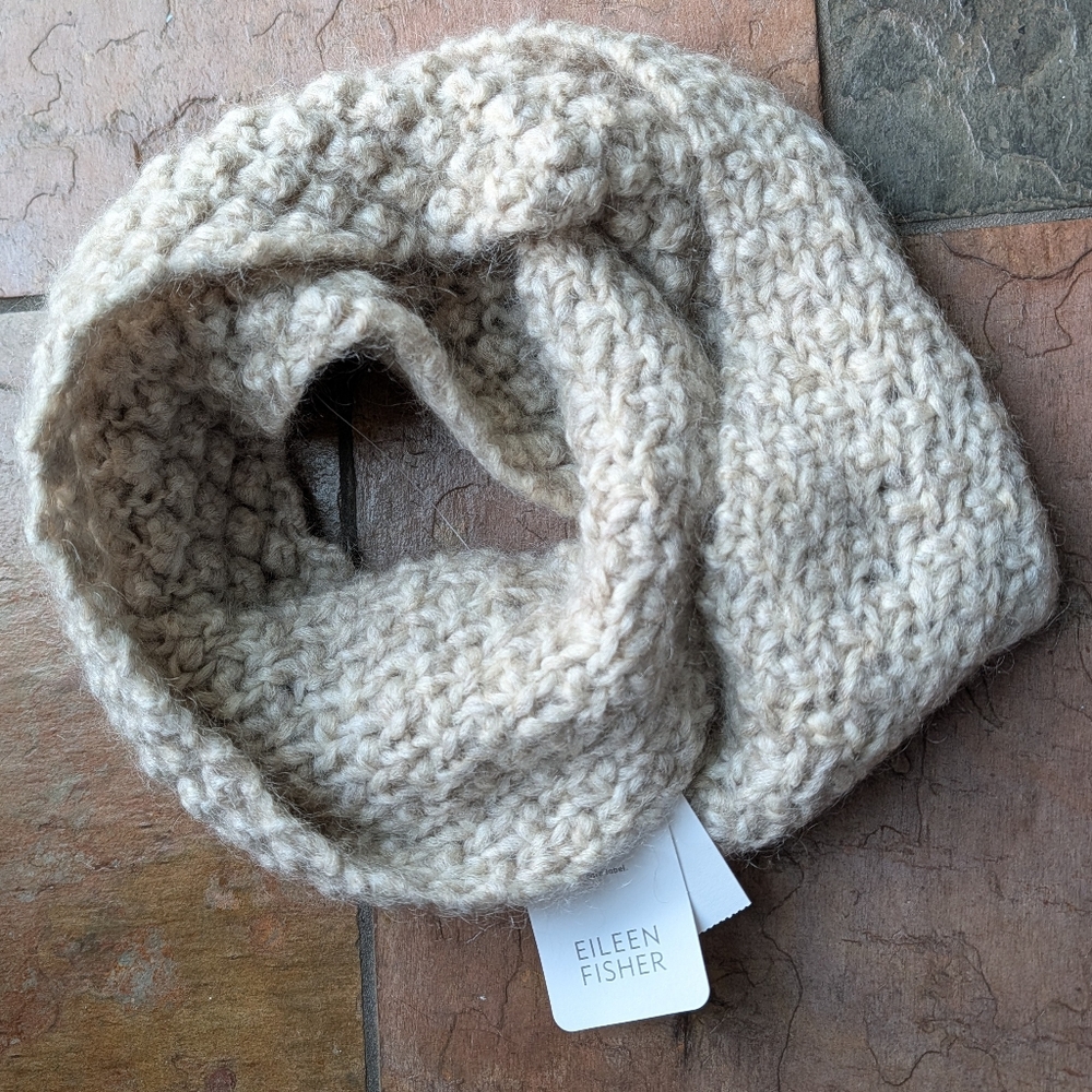 nwt EILEEN FISHER hand knit airy mohair infinity scarf
